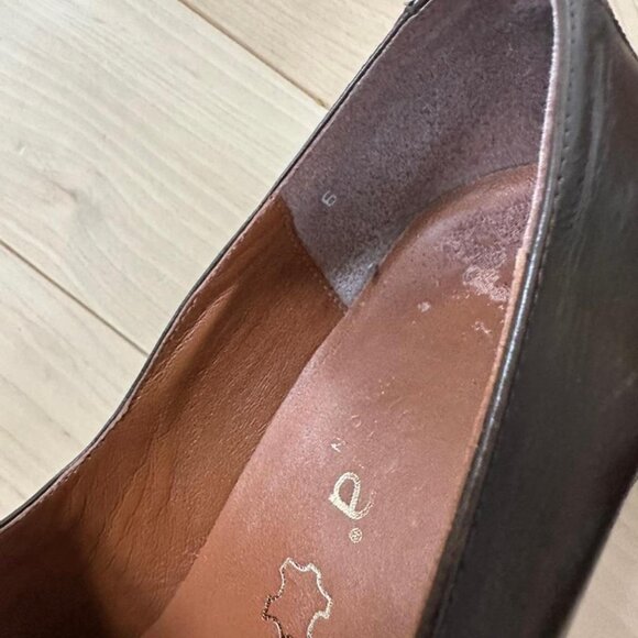 Simona Leather Heeled Shoes – Chocolate Brown with Floral Stitch Detail Size 6 - Picture 6 of 8